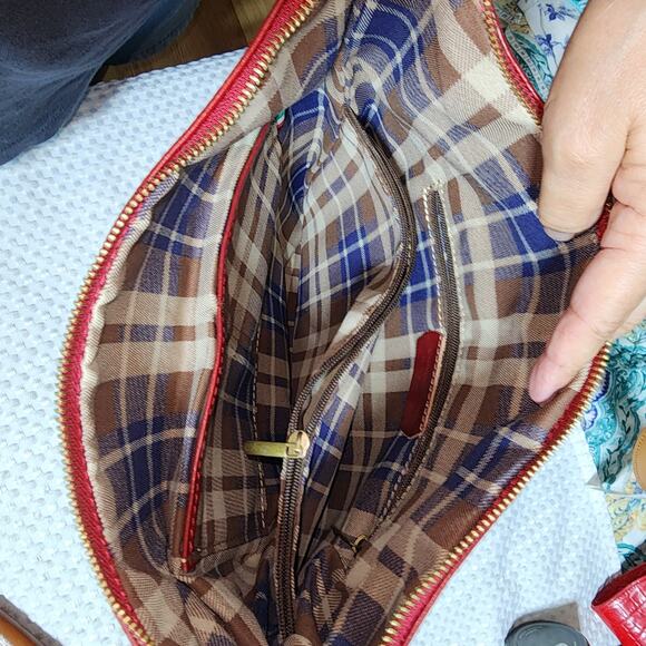 VERA PELLE XL GENUINE LEATHER RED SHOULDER BAG  MADE IN ITALY - Picture 8 of 9